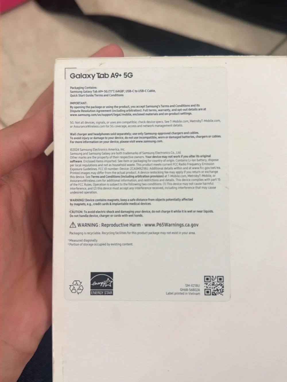 Samsung Galaxy Tab A9+ 5G Silver Tablet in Box
